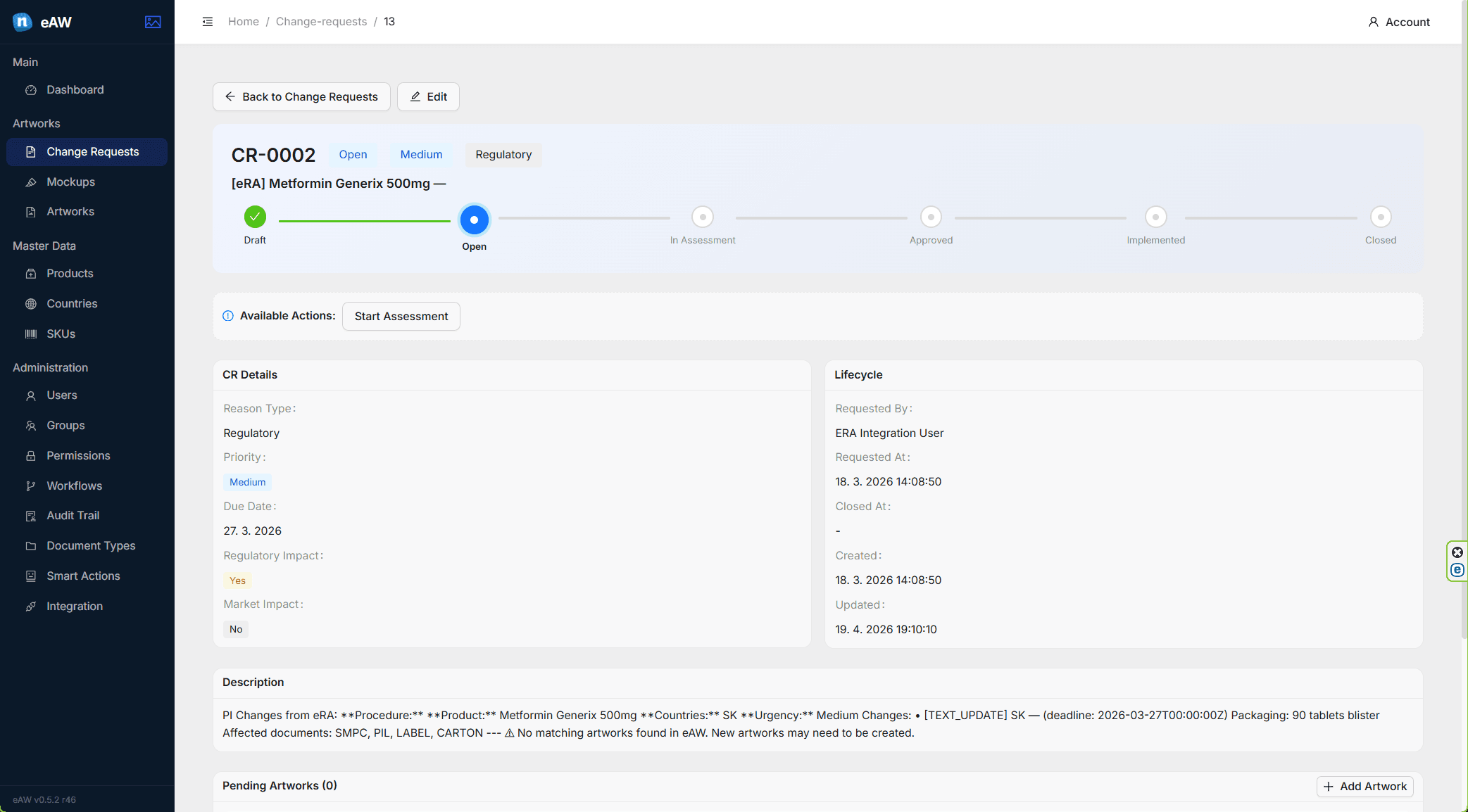 eAW change request implementation