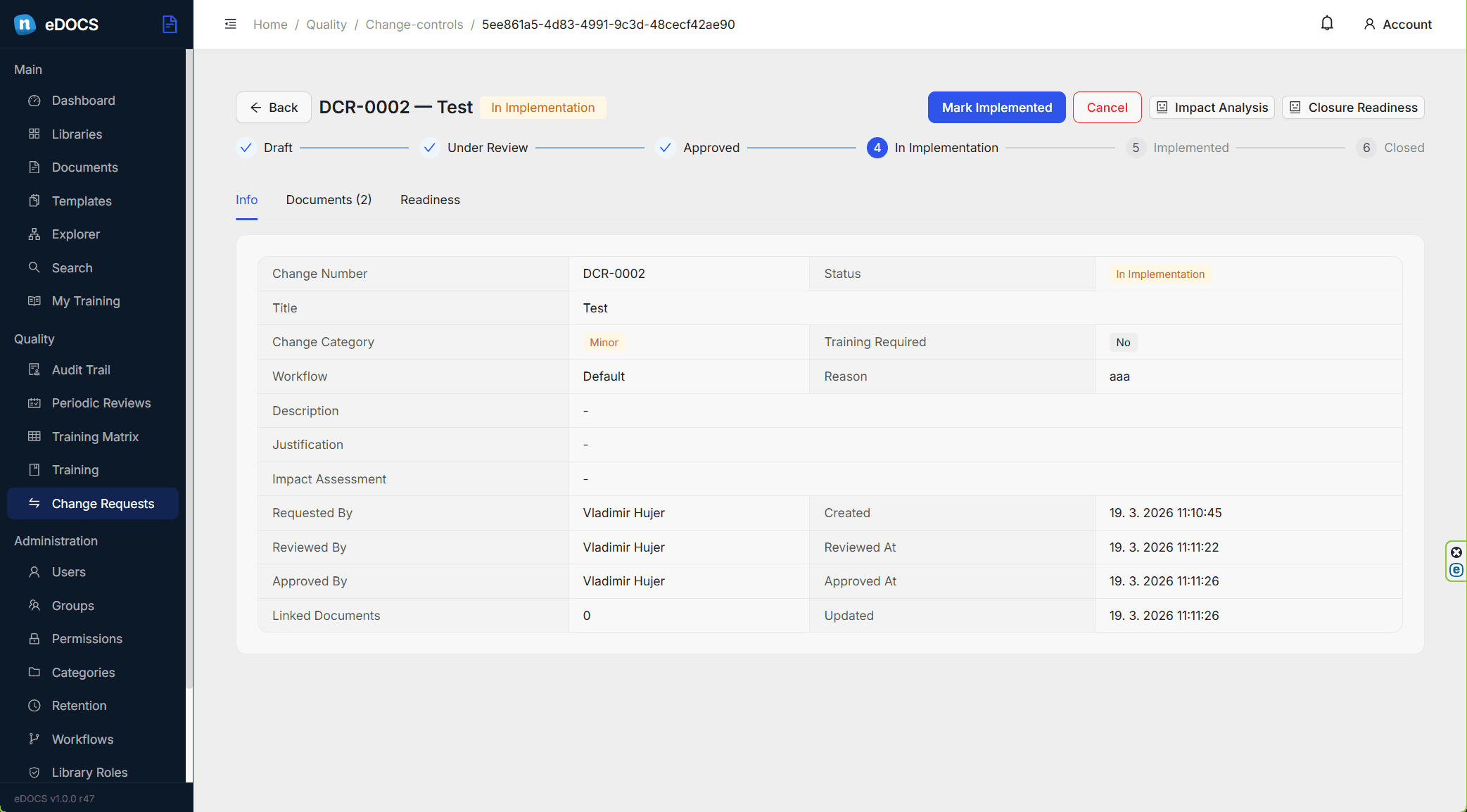 eDOCS quality follow-up dashboard